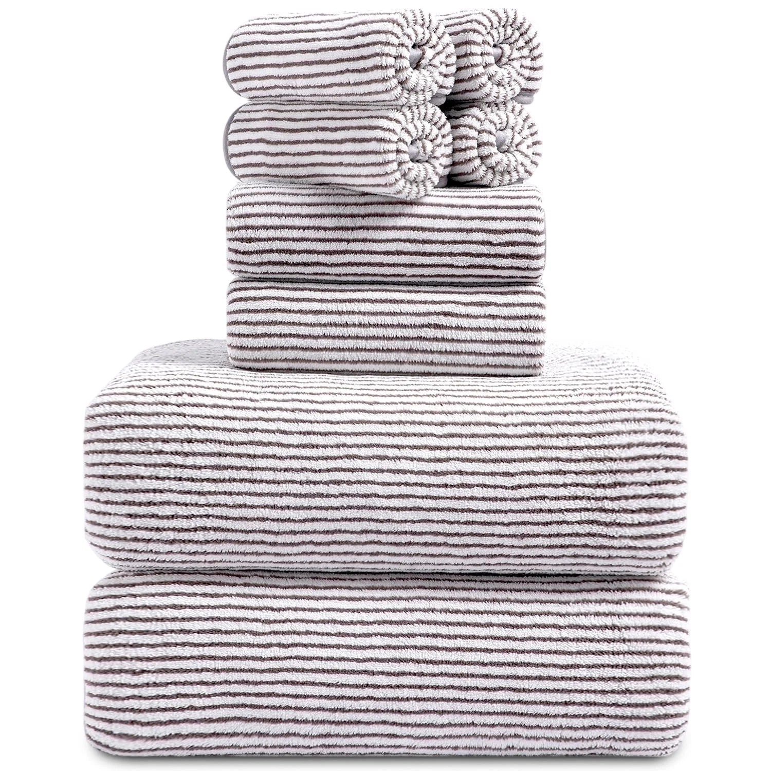 Smuge 8-Piece Bath Towel Set - 2 Oversized Bath Towels, 2 Hand Towels, 4 Washcloths,soft Microfiber