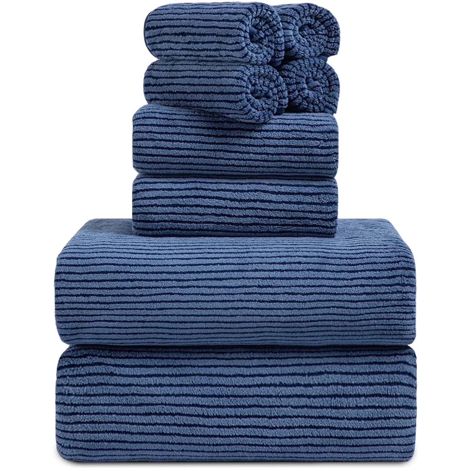 Smuge 8-Piece Bath Towel Set - 2 Oversized Bath Towels, 2 Hand Towels, 4 Washcloths,soft Microfiber