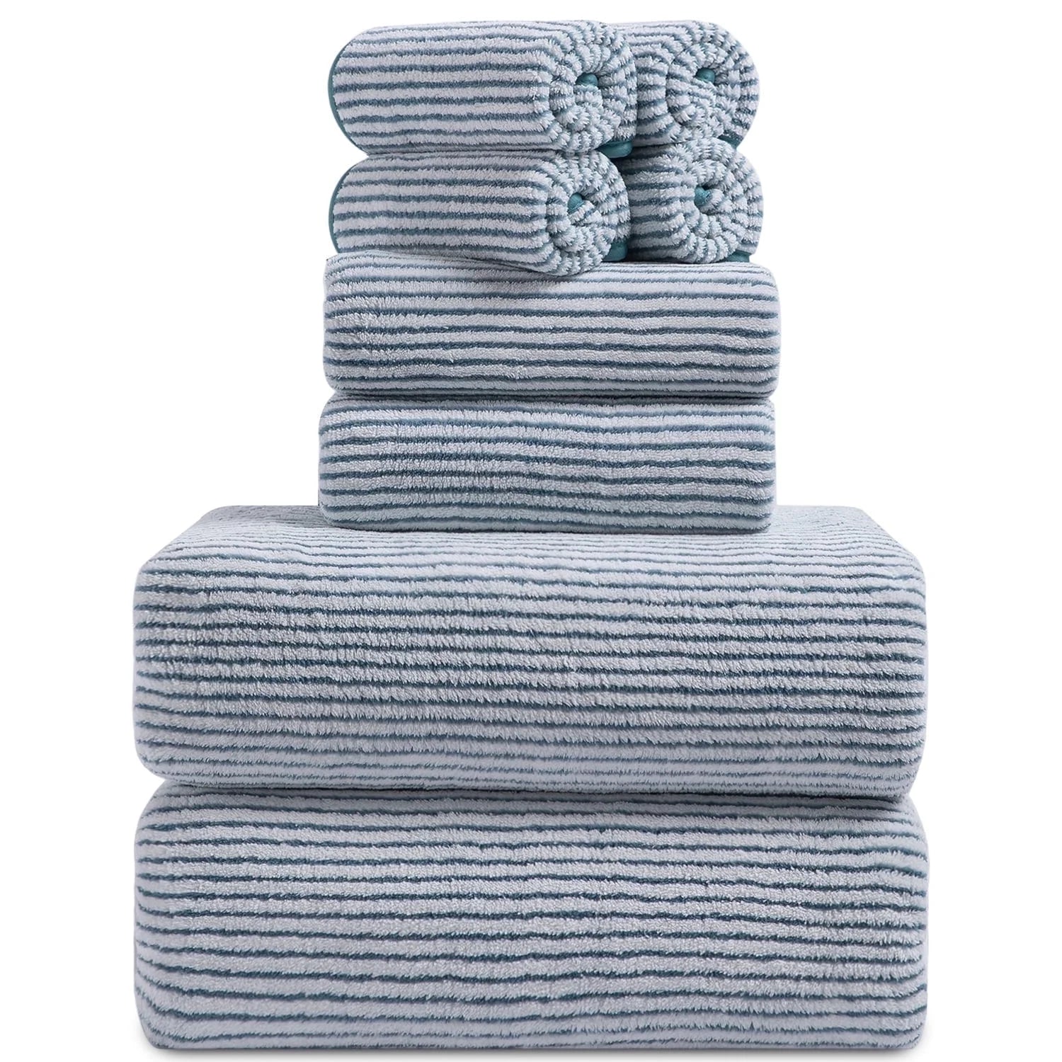 Smuge 8-Piece Bath Towel Set - 2 Oversized Bath Towels, 2 Hand Towels, 4 Washcloths,soft Microfiber