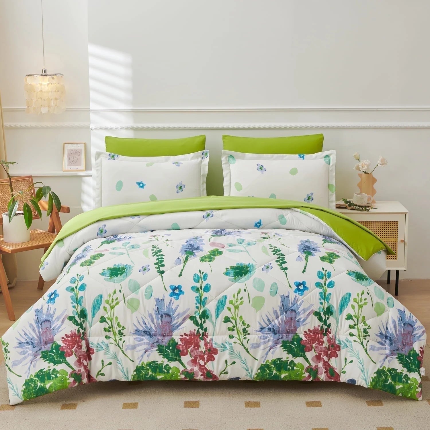 Smuge 3/7-Piece Comforter Bedding Set (Queen/King) Bed in a Bag,  1 Comforter + Fitted/Flat Sheets + Pillowcases/Shams,Microfiber
