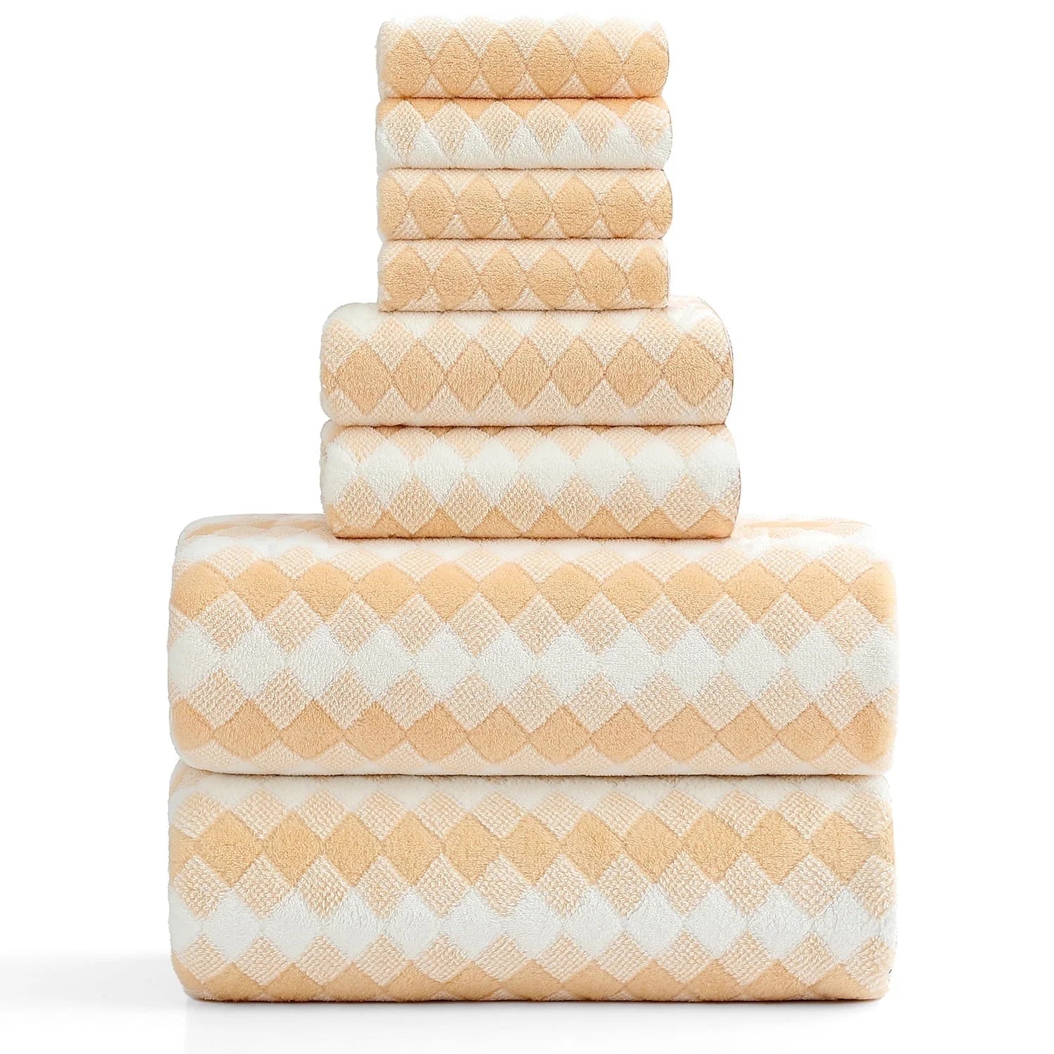 Smuge 8-Piece Extra Large Bath Towel Set - 2 Oversized Towels, 2 Hand Towels, 4 Washcloths | Soft Microfiber, Quick Dry
