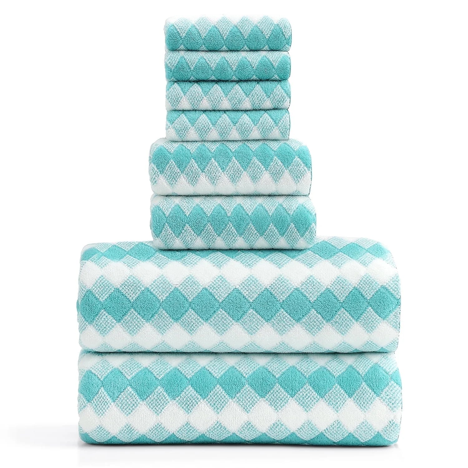 Smuge 8-Piece Extra Large Bath Towel Set - 2 Oversized Towels, 2 Hand Towels, 4 Washcloths | Soft Microfiber, Quick Dry