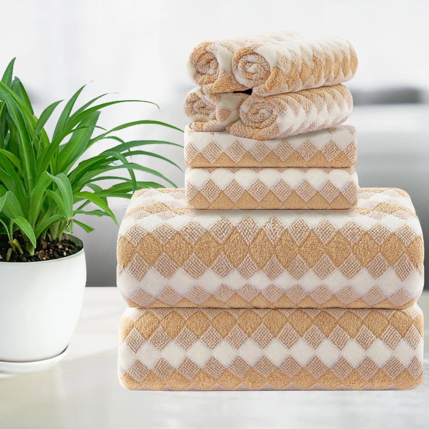 Smuge 8-Piece Extra Large Bath Towel Set - 2 Oversized Towels, 2 Hand Towels, 4 Washcloths | Soft Microfiber, Quick Dry