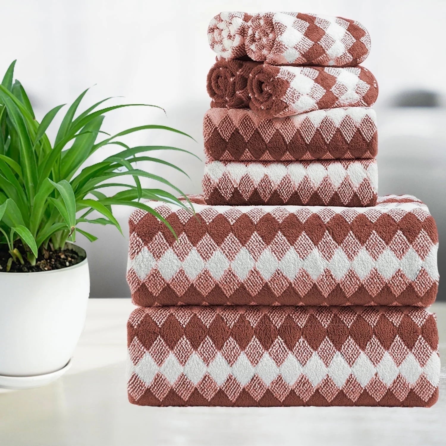 Smuge 8-Piece Extra Large Bath Towel Set - 2 Oversized Towels, 2 Hand Towels, 4 Washcloths | Soft Microfiber, Quick Dry