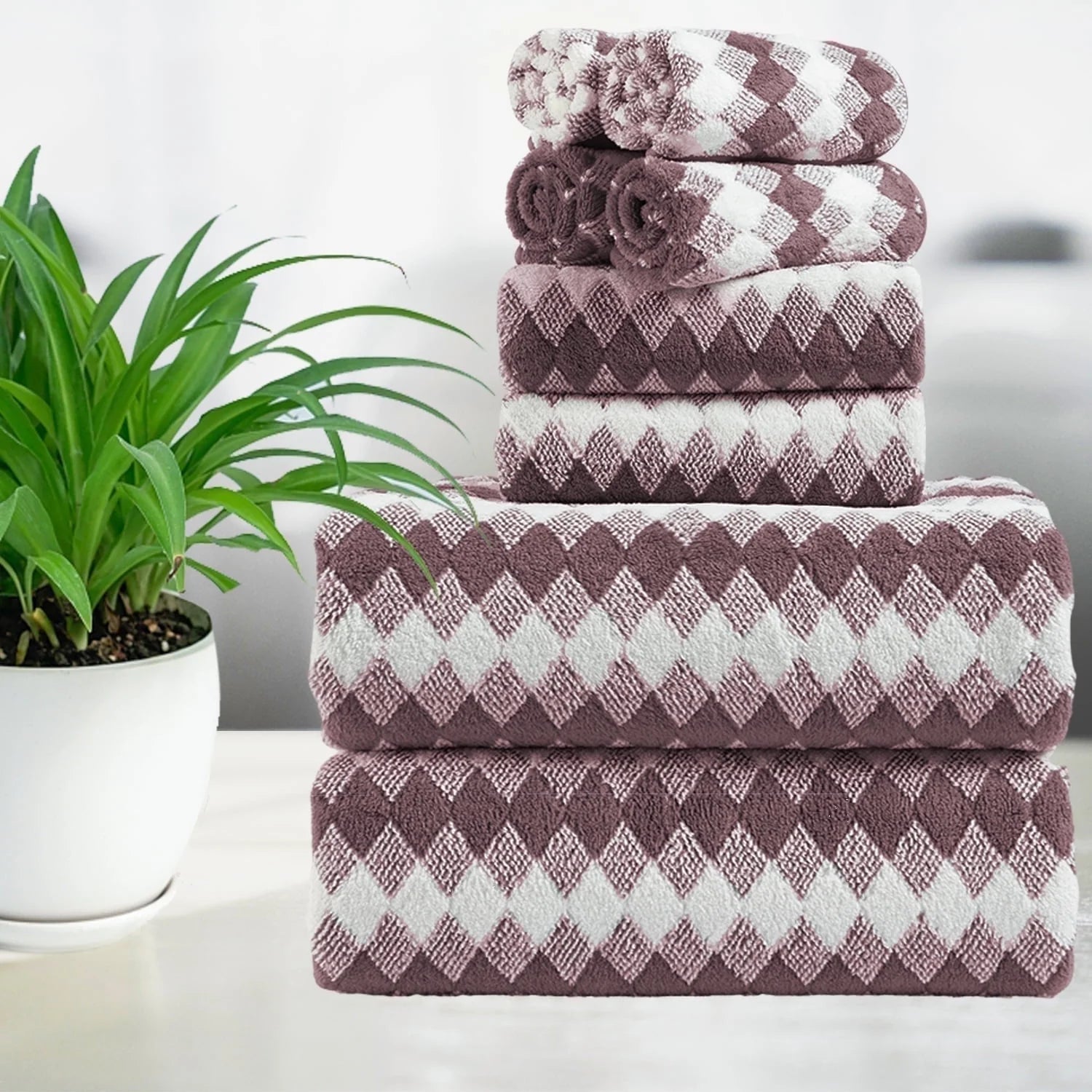 Smuge 8-Piece Extra Large Bath Towel Set - 2 Oversized Towels, 2 Hand Towels, 4 Washcloths | Soft Microfiber, Quick Dry