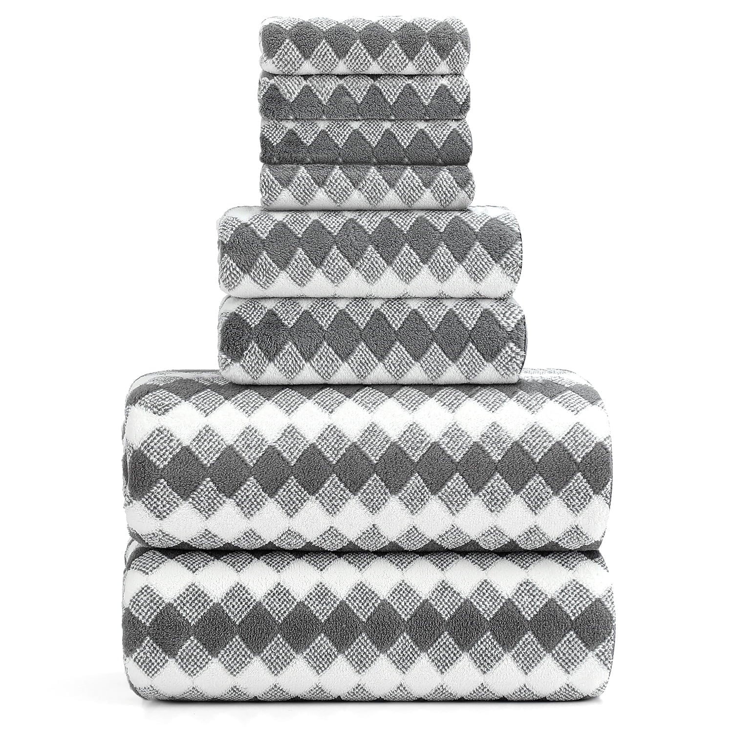 Smuge 8-Piece Extra Large Bath Towel Set - 2 Oversized Towels, 2 Hand Towels, 4 Washcloths | Soft Microfiber, Quick Dry