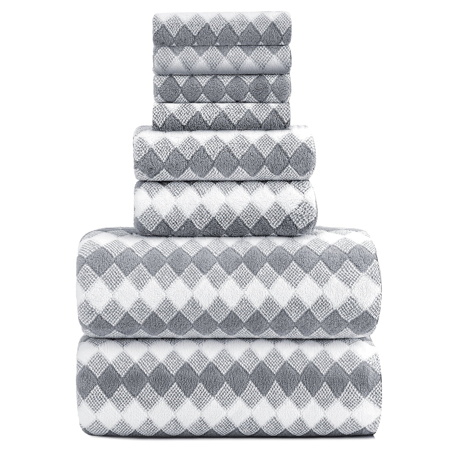 Smuge 8-Piece Extra Large Bath Towel Set - 2 Oversized Towels, 2 Hand Towels, 4 Washcloths | Soft Microfiber, Quick Dry