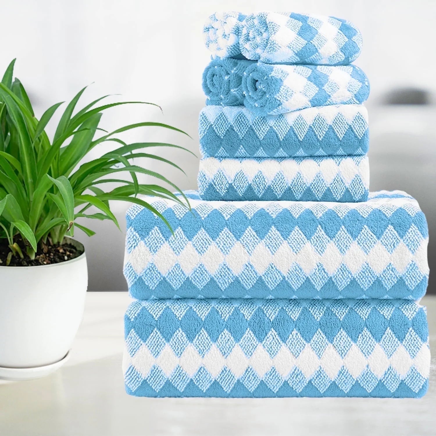Smuge 8-Piece Extra Large Bath Towel Set - 2 Oversized Towels, 2 Hand Towels, 4 Washcloths | Soft Microfiber, Quick Dry