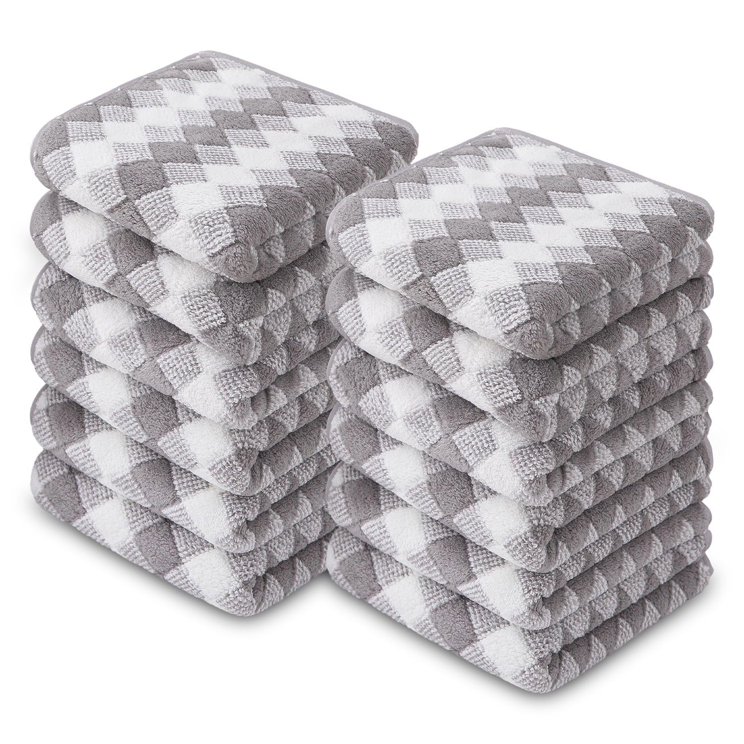 Smuge 12-Pack Washcloth Set - 13"x13", Soft Microfiber | Quick Dry | For Hand, Face & Kitchen Dishes