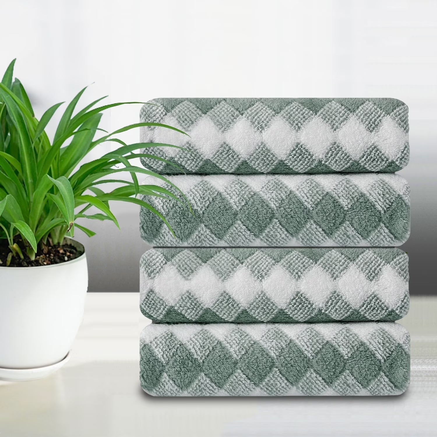 Smuge 4 Pack Hand Towels (16 x 31 in) 600 GSM Ultra Soft Microfiber Thick Cozy Quick Dry Shower Hand Towels for Bathroom Kitchen Spa Hotel Gym