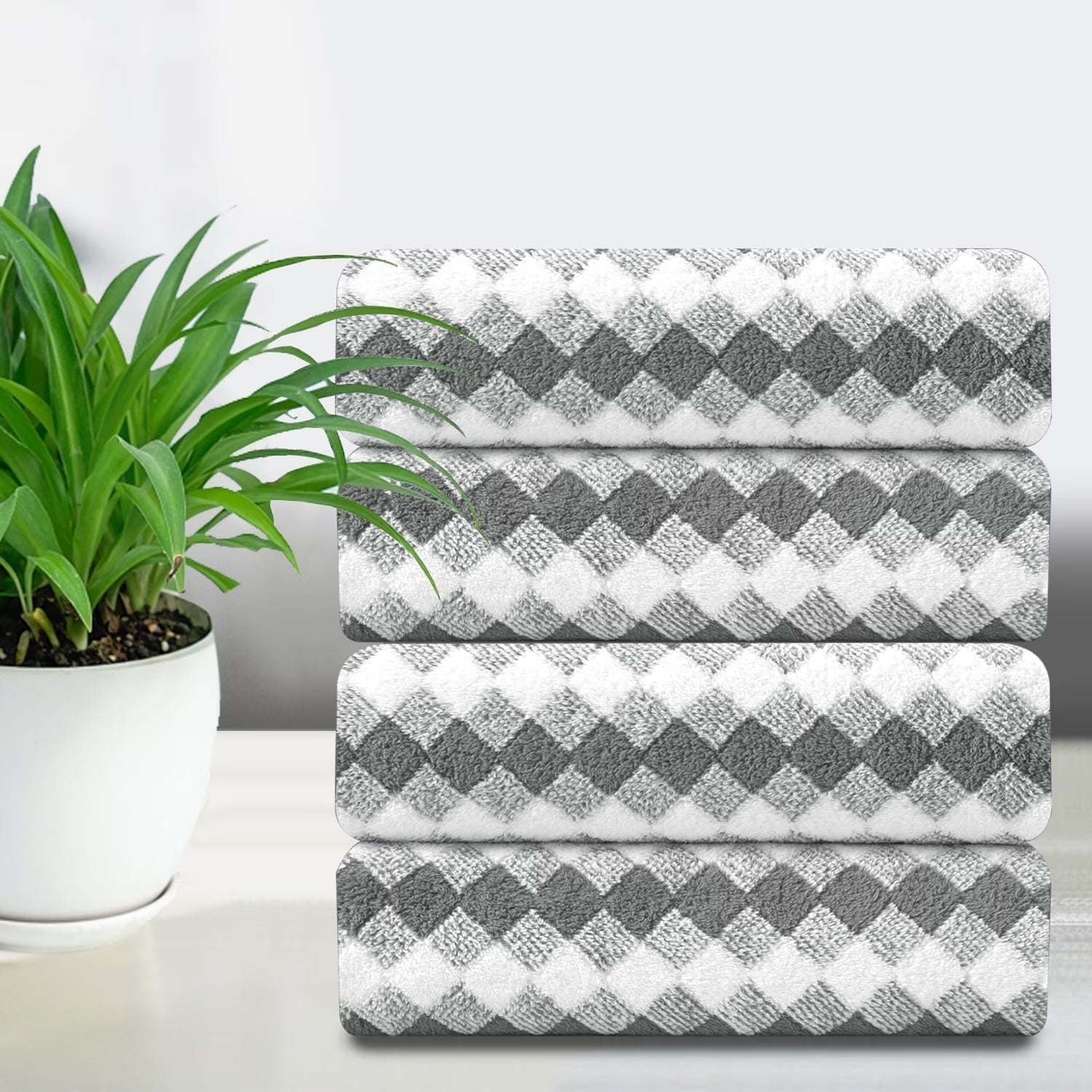 Smuge 4 Pack Hand Towels (16 x 31 in) 600 GSM Ultra Soft Microfiber Thick Cozy Quick Dry Shower Hand Towels for Bathroom Kitchen Spa Hotel Gym