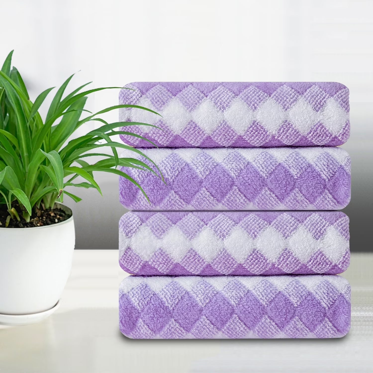 Smuge 4 Pack Hand Towels (16 x 31 in) 600 GSM Ultra Soft Microfiber Thick Cozy Quick Dry Shower Hand Towels for Bathroom Kitchen Spa Hotel Gym