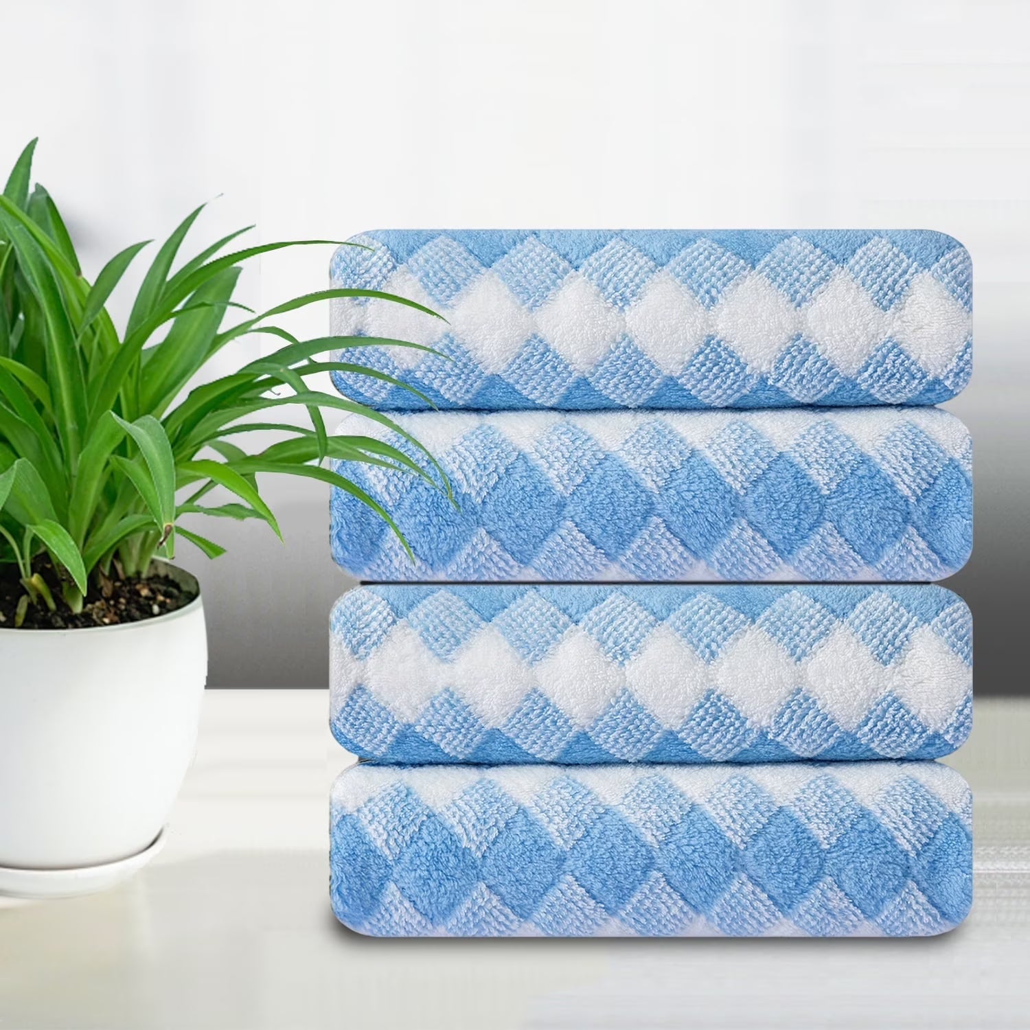Smuge 4 Pack Hand Towels (16 x 31 in) 600 GSM Ultra Soft Microfiber Thick Cozy Quick Dry Shower Hand Towels for Bathroom Kitchen Spa Hotel Gym