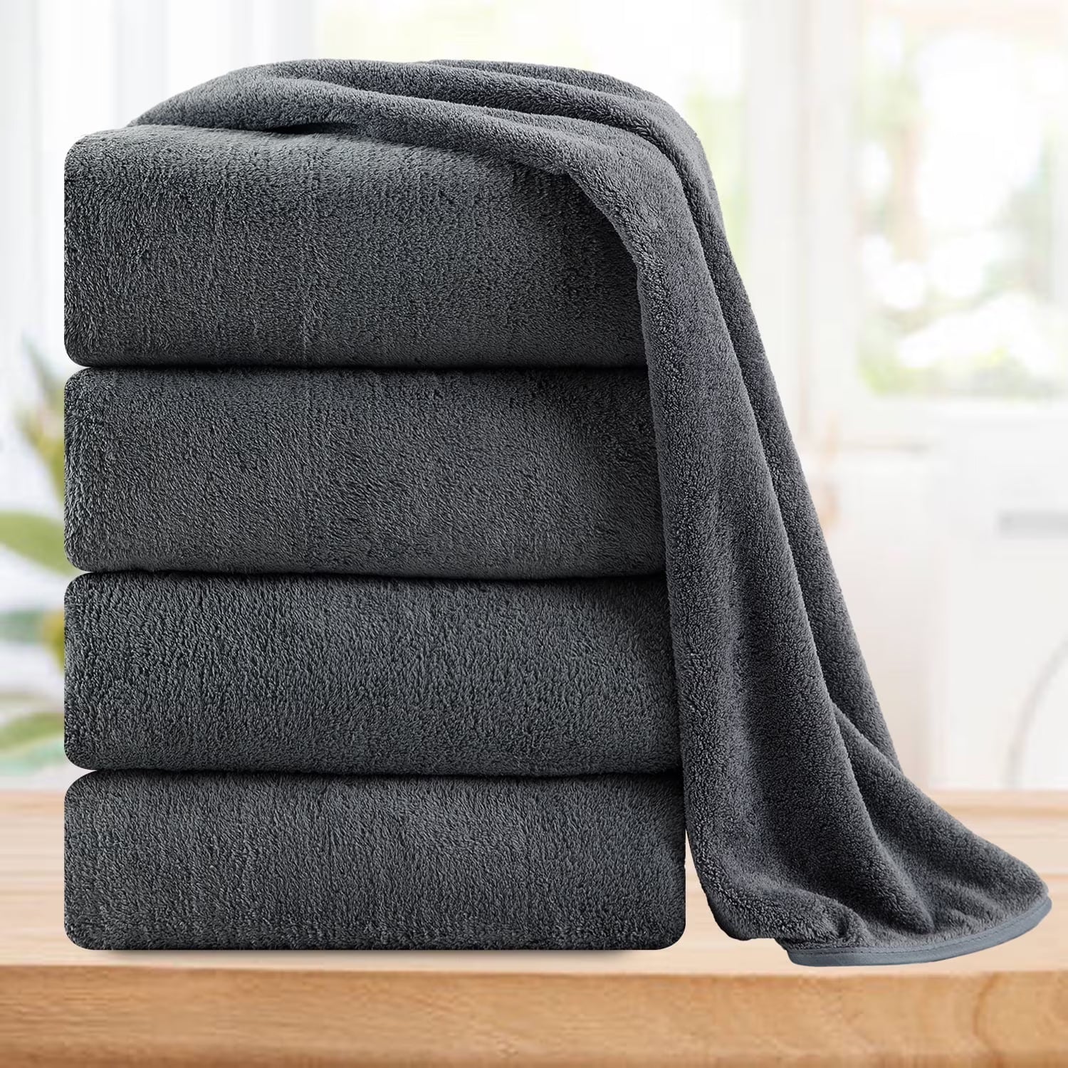 Smuge 4/8 Piece Oversized Bath Towel Set, Microfiber Ultra Soft Plush, 700 GSM Highly Absorbent Quick Dry Luxurious Bath Sheets Towels for Bathroom Hotel