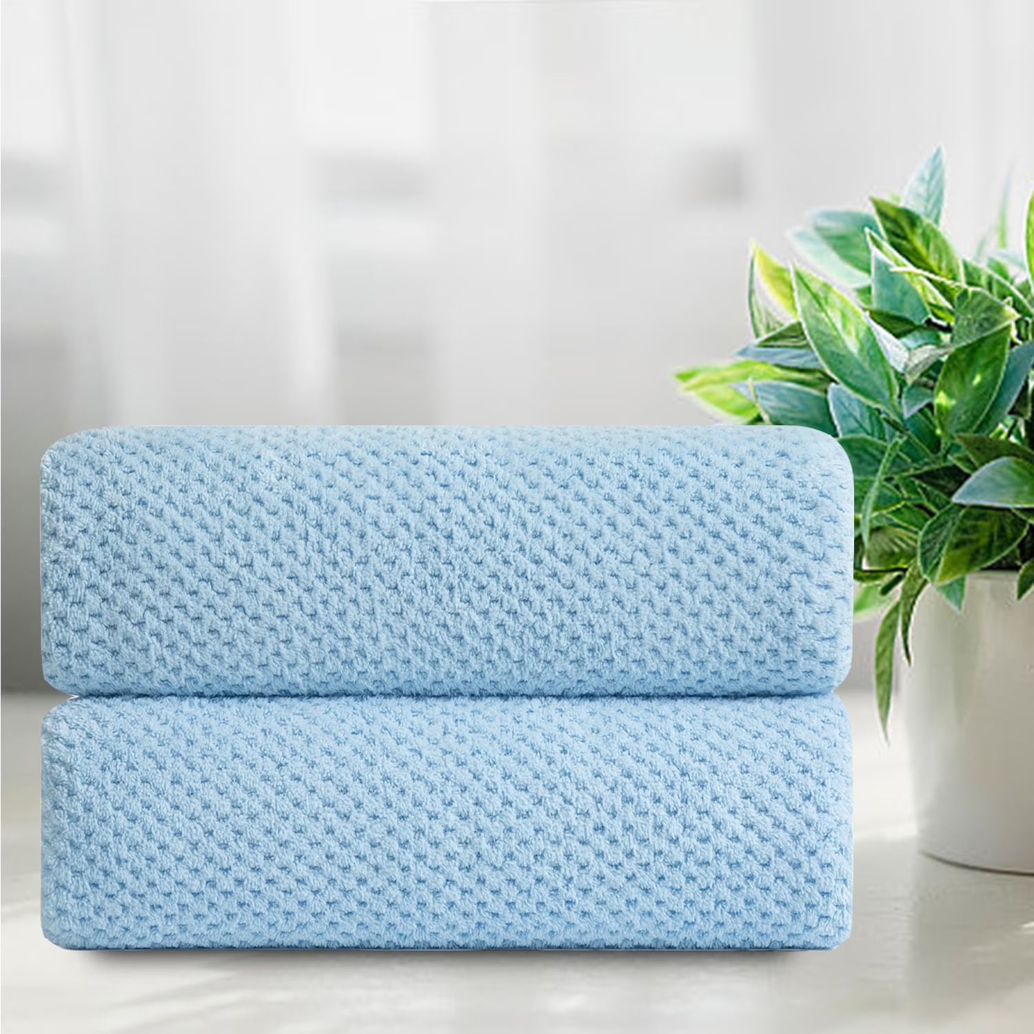 Smuge 2 Pack Large Bath Towel Set 35 x 70 Inches, Microfiber Ultra Soft Plush, Highly Absorbent Quick Dry Luxurious Oversized Bath Sheets Towels