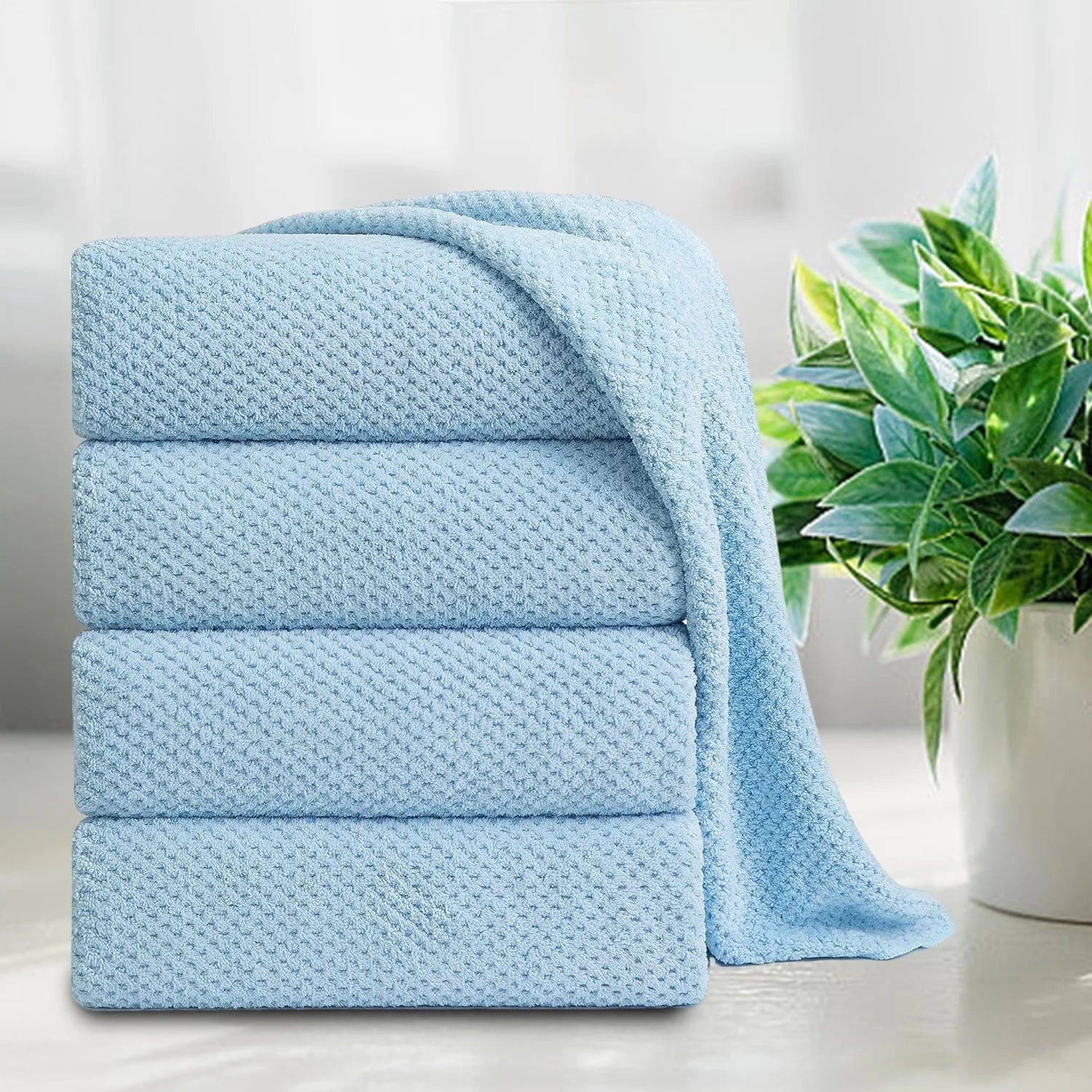 Smuge 4-Pack Extra Large Bath Towel Set - 35x70 Inches, 600 GSM | Ultra Soft | For Bathroom, Kitchen, Spa, Hotel, Gym