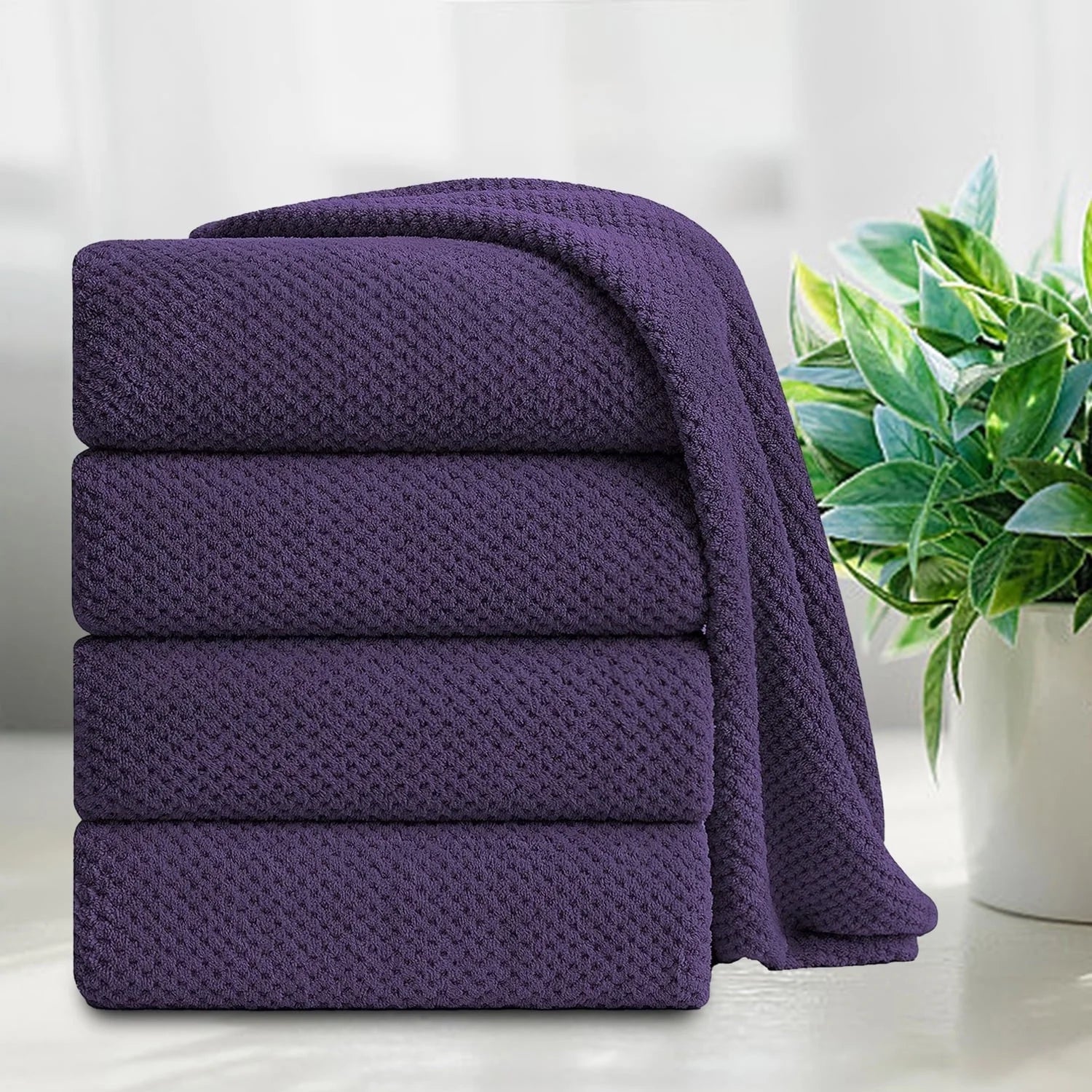 Smuge 4-Pack Extra Large Bath Towel Set - 35x70 Inches, 600 GSM | Ultra Soft | For Bathroom, Kitchen, Spa, Hotel, Gym