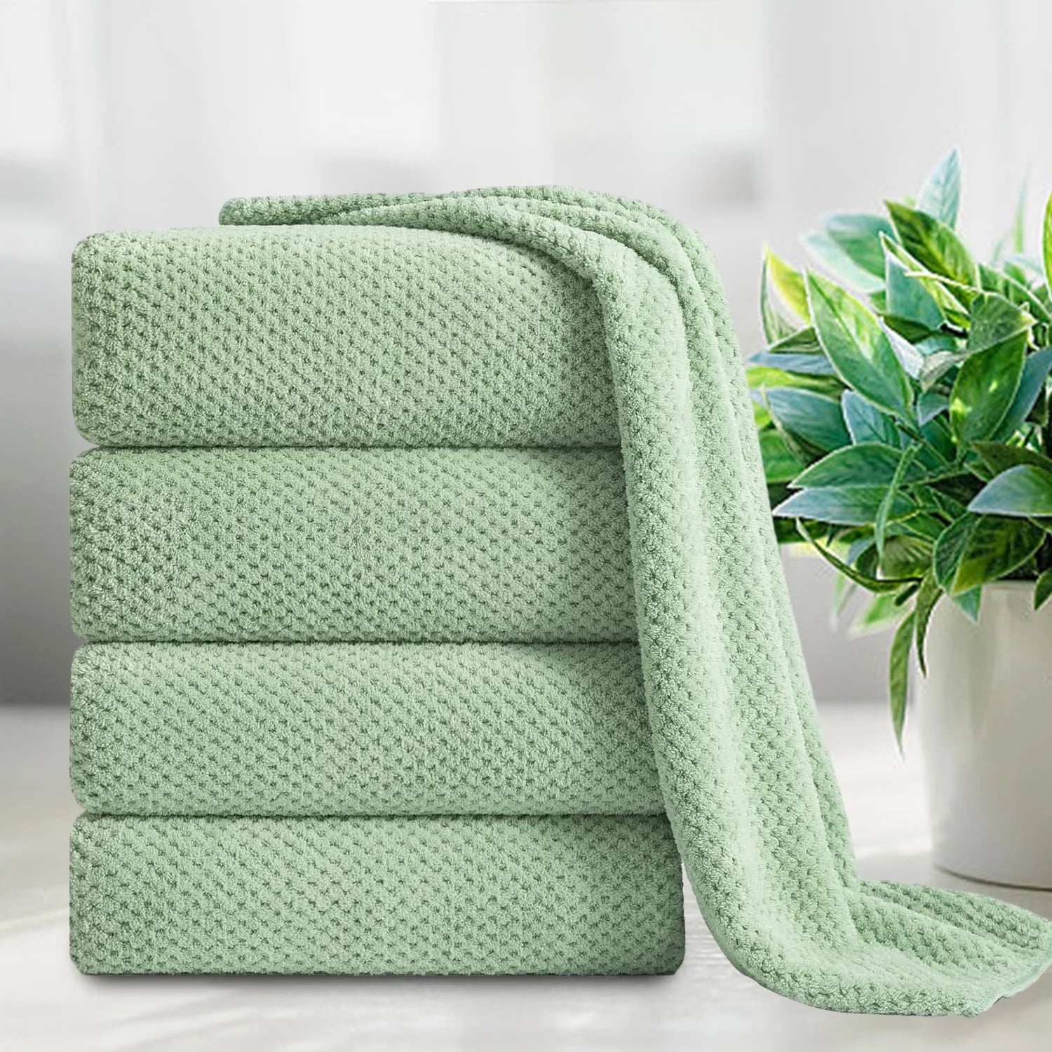 Smuge 4-Pack Extra Large Bath Towel Set - 35x70 Inches, 600 GSM | Ultra Soft | For Bathroom, Kitchen, Spa, Hotel, Gym
