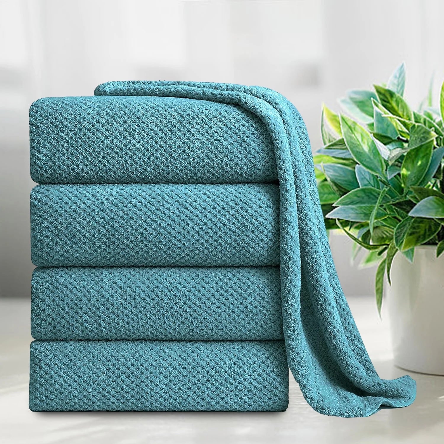 Smuge 4-Pack Extra Large Bath Towel Set - 35x70 Inches, 600 GSM | Ultra Soft | For Bathroom, Kitchen, Spa, Hotel, Gym