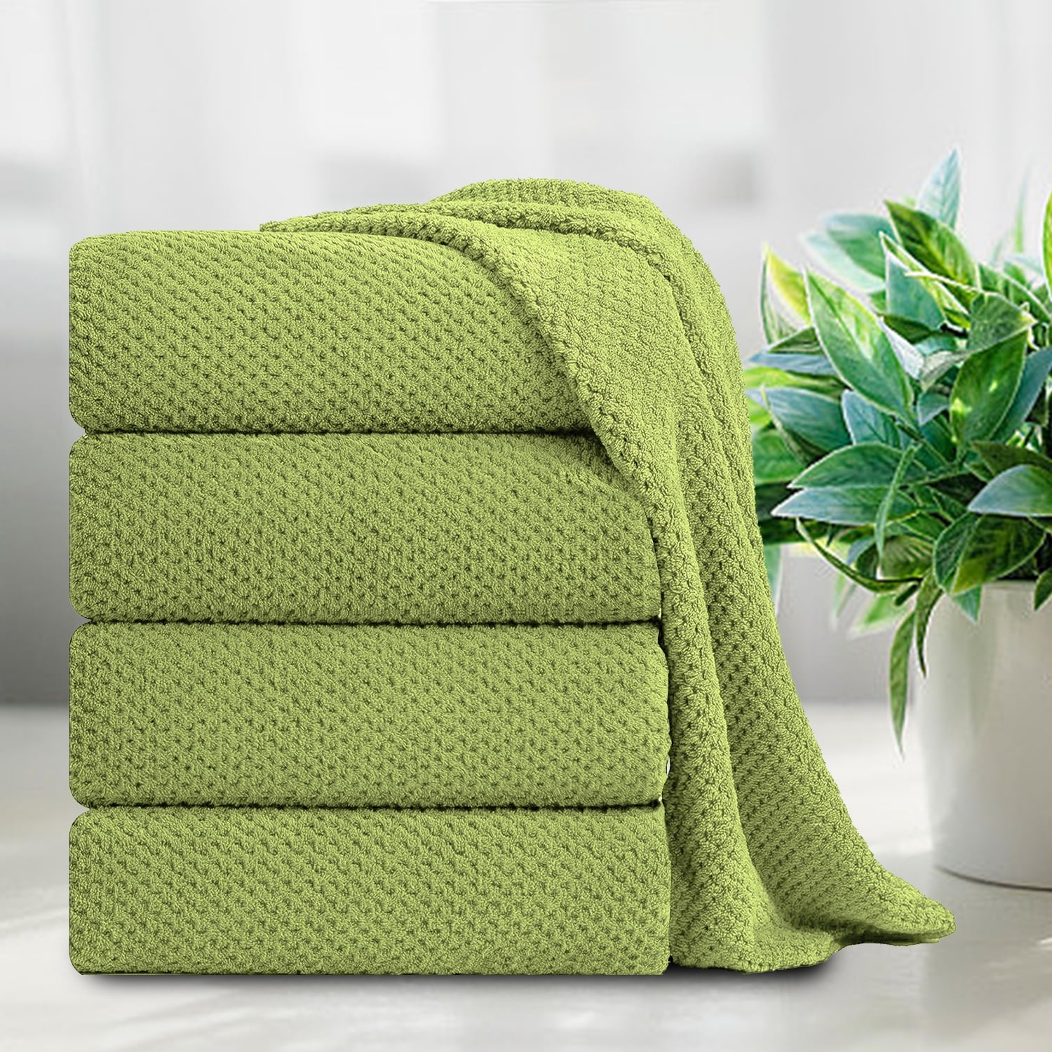 Smuge 4-Pack Extra Large Bath Towel Set - 35x70 Inches, 600 GSM | Ultra Soft | For Bathroom, Kitchen, Spa, Hotel, Gym