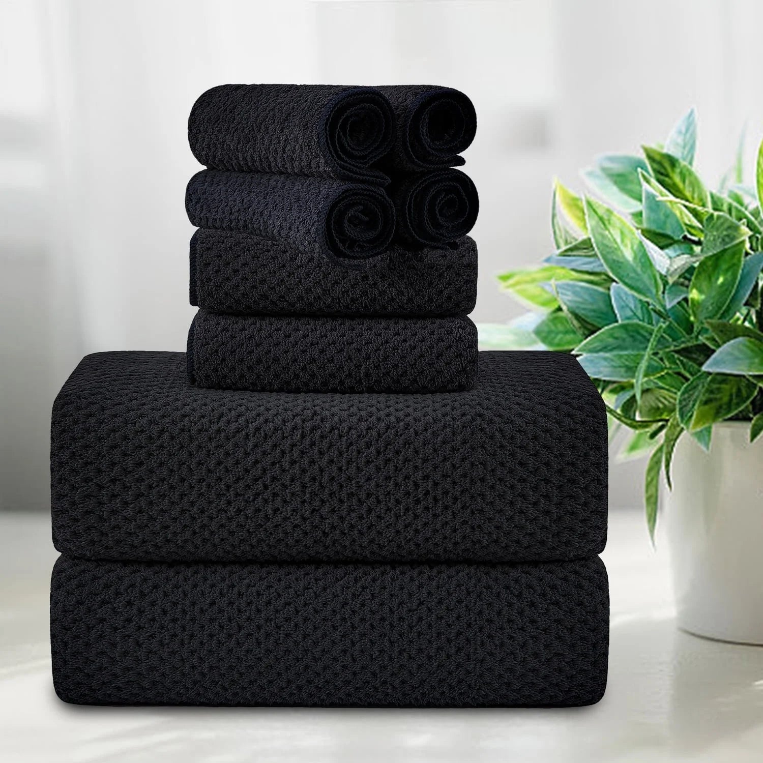 Smuge 8-Piece Bath Towel Set - 2 Oversized Bath Towels, 2 Hand Towels, 4 Washcloths | Soft Microfiber, Quick Dry