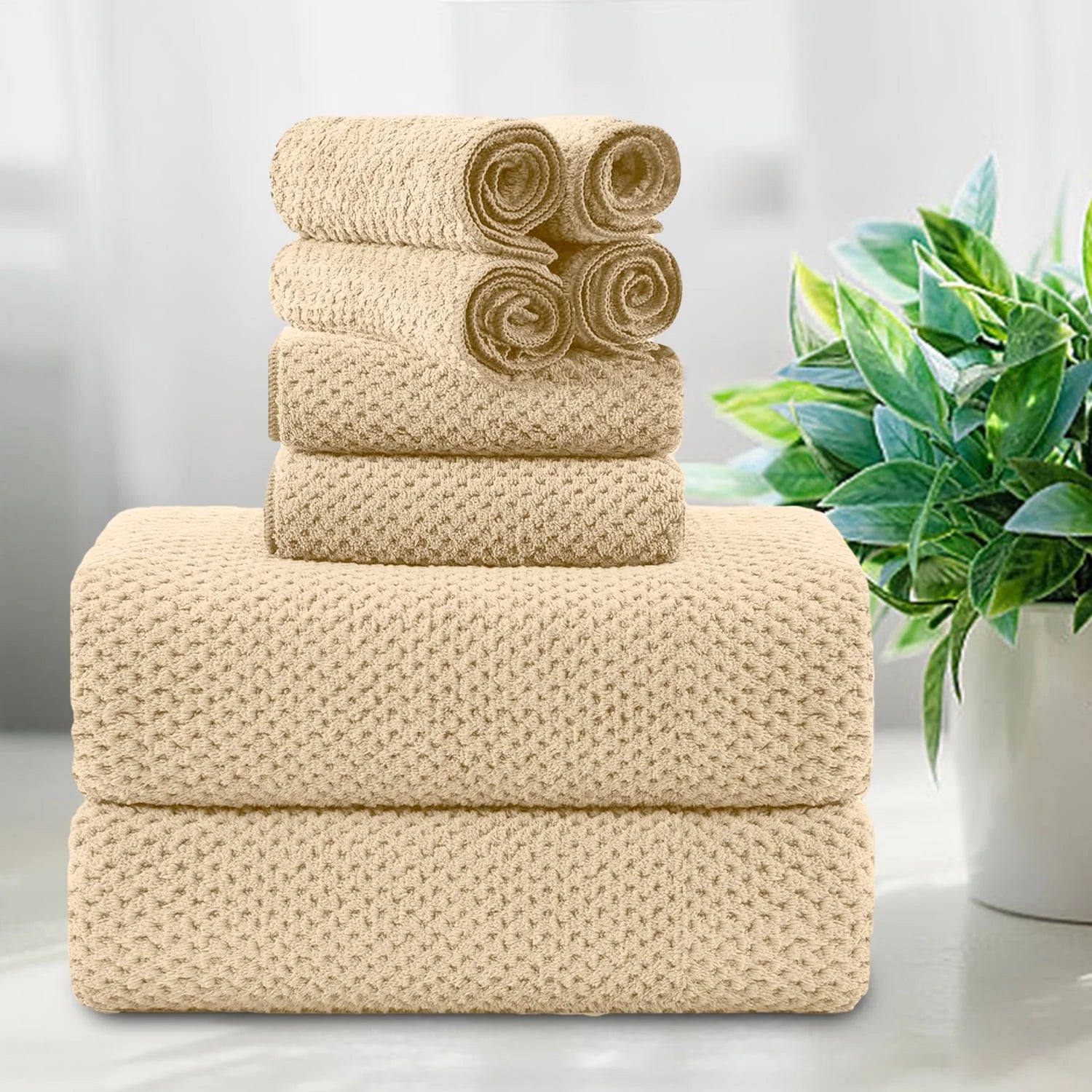 Smuge 8-Piece Bath Towel Set - 2 Oversized Bath Towels, 2 Hand Towels, 4 Washcloths | Soft Microfiber, Quick Dry