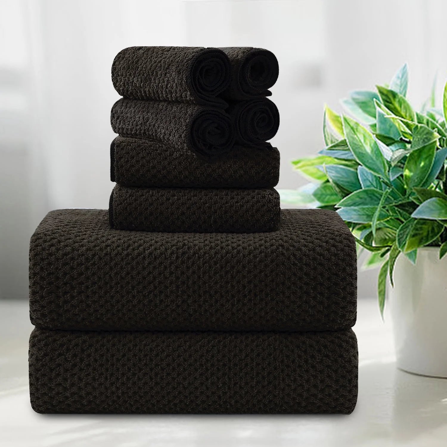 Smuge 8-Piece Bath Towel Set - 2 Oversized Bath Towels, 2 Hand Towels, 4 Washcloths | Soft Microfiber, Quick Dry
