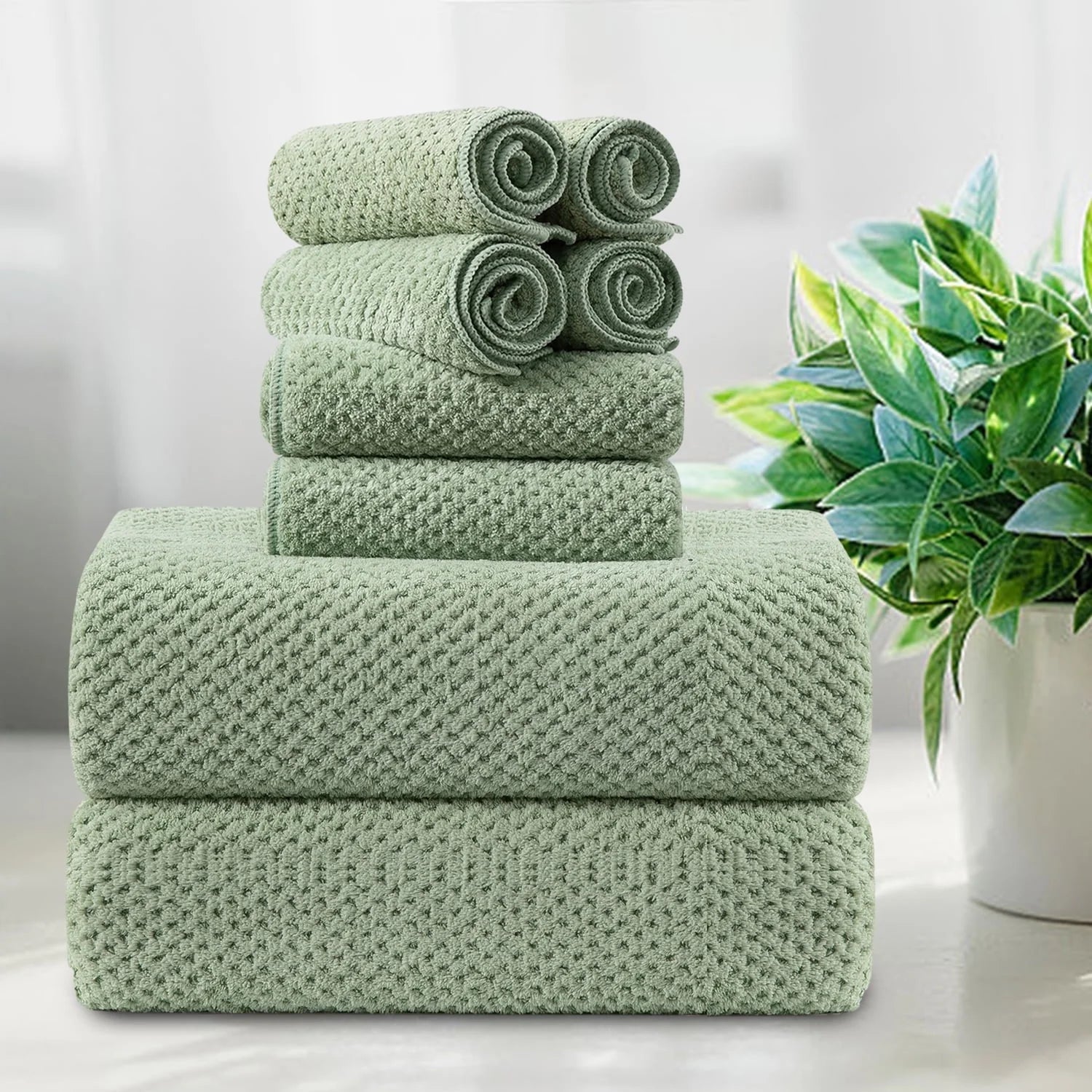 Smuge 8-Piece Bath Towel Set - 2 Oversized Bath Towels, 2 Hand Towels, 4 Washcloths | Soft Microfiber, Quick Dry