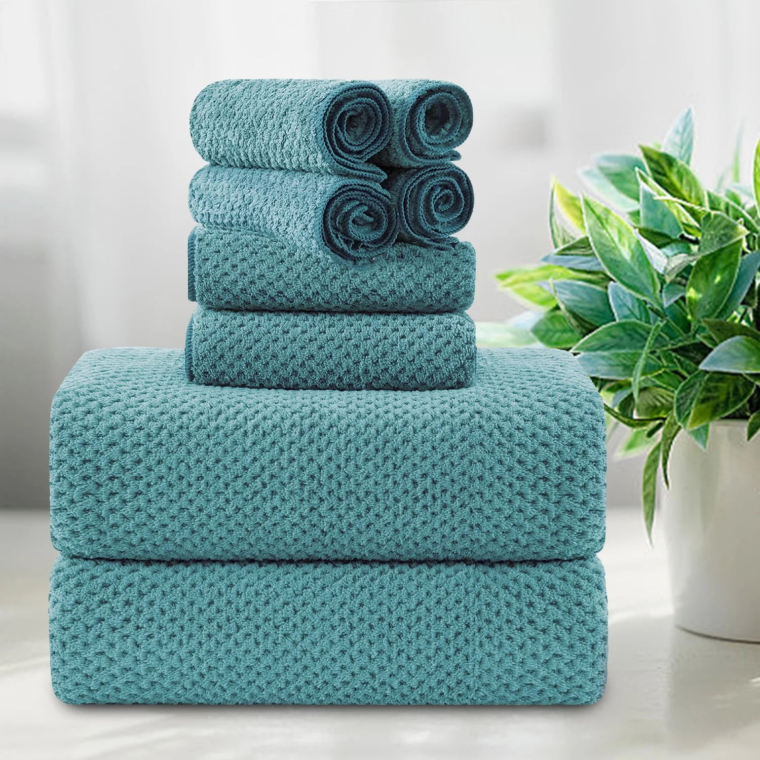 Smuge 8-Piece Bath Towel Set - 2 Oversized Bath Towels, 2 Hand Towels, 4 Washcloths | Soft Microfiber, Quick Dry