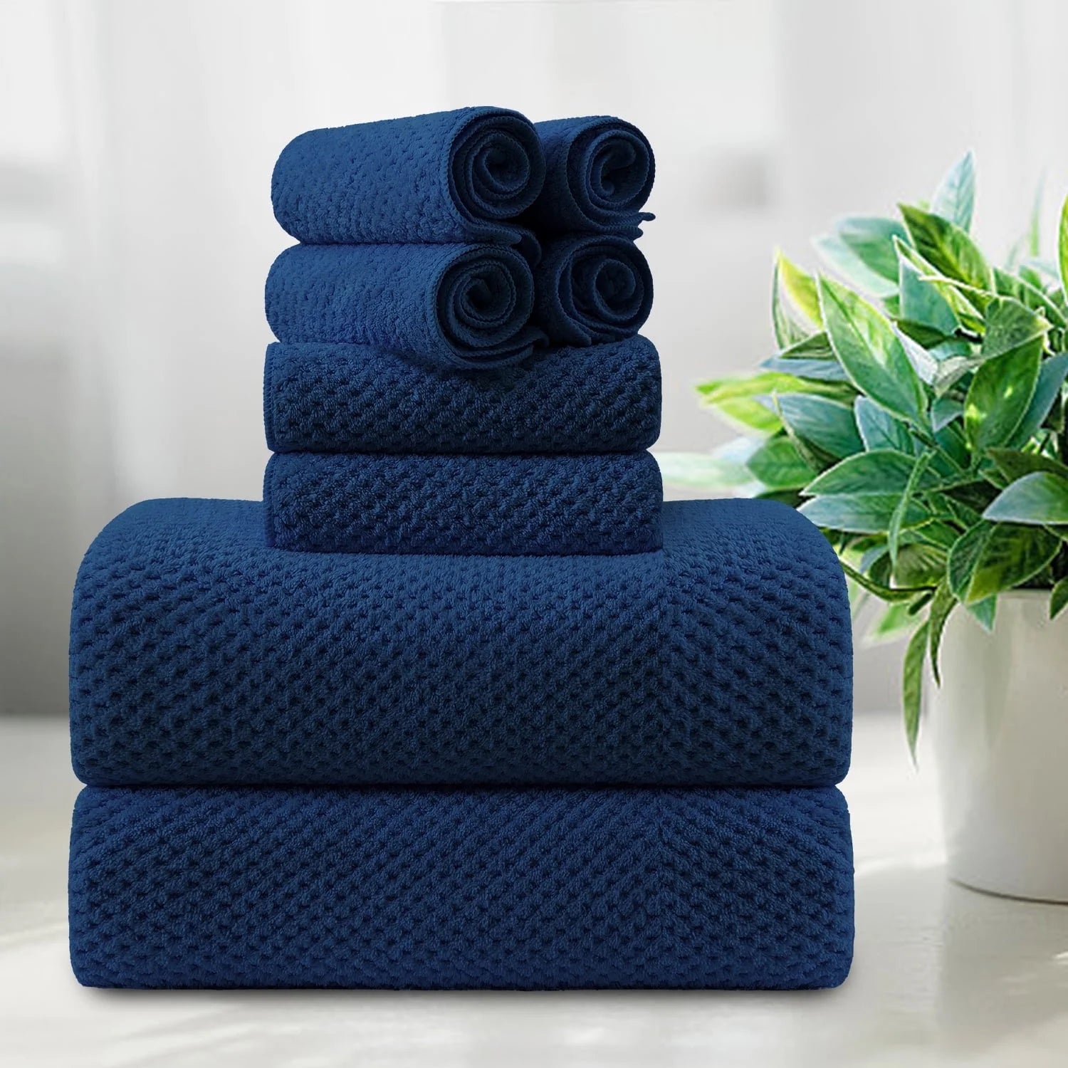 Smuge 8-Piece Bath Towel Set - 2 Oversized Bath Towels, 2 Hand Towels, 4 Washcloths | Soft Microfiber, Quick Dry