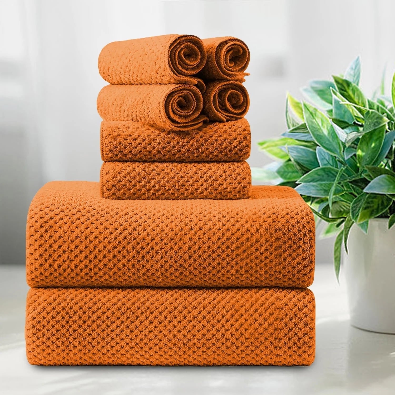 Smuge 8-Piece Bath Towel Set - 2 Oversized Bath Towels, 2 Hand Towels, 4 Washcloths | Soft Microfiber, Quick Dry
