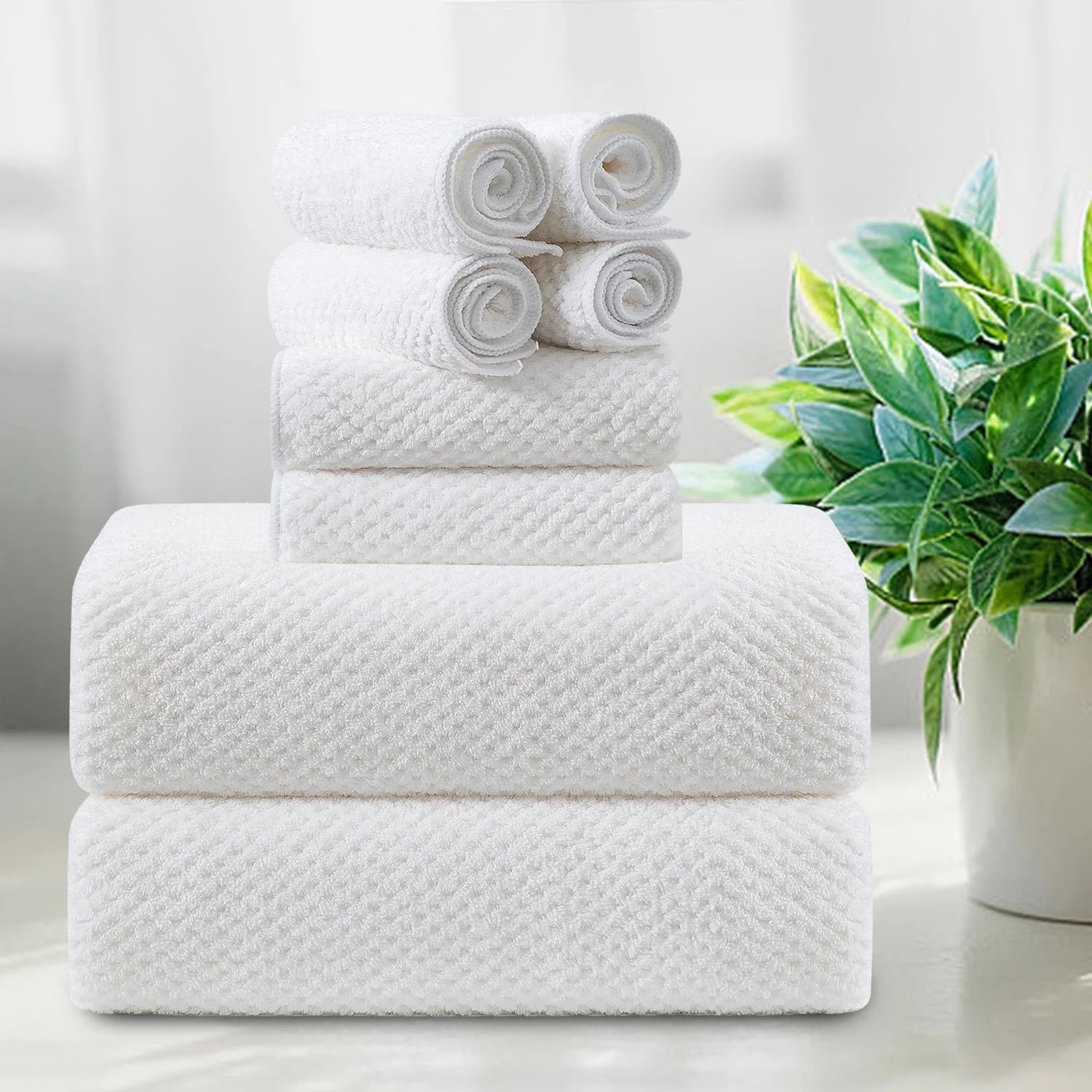 Smuge 8-Piece Bath Towel Set - 2 Oversized Bath Towels, 2 Hand Towels, 4 Washcloths | Soft Microfiber, Quick Dry