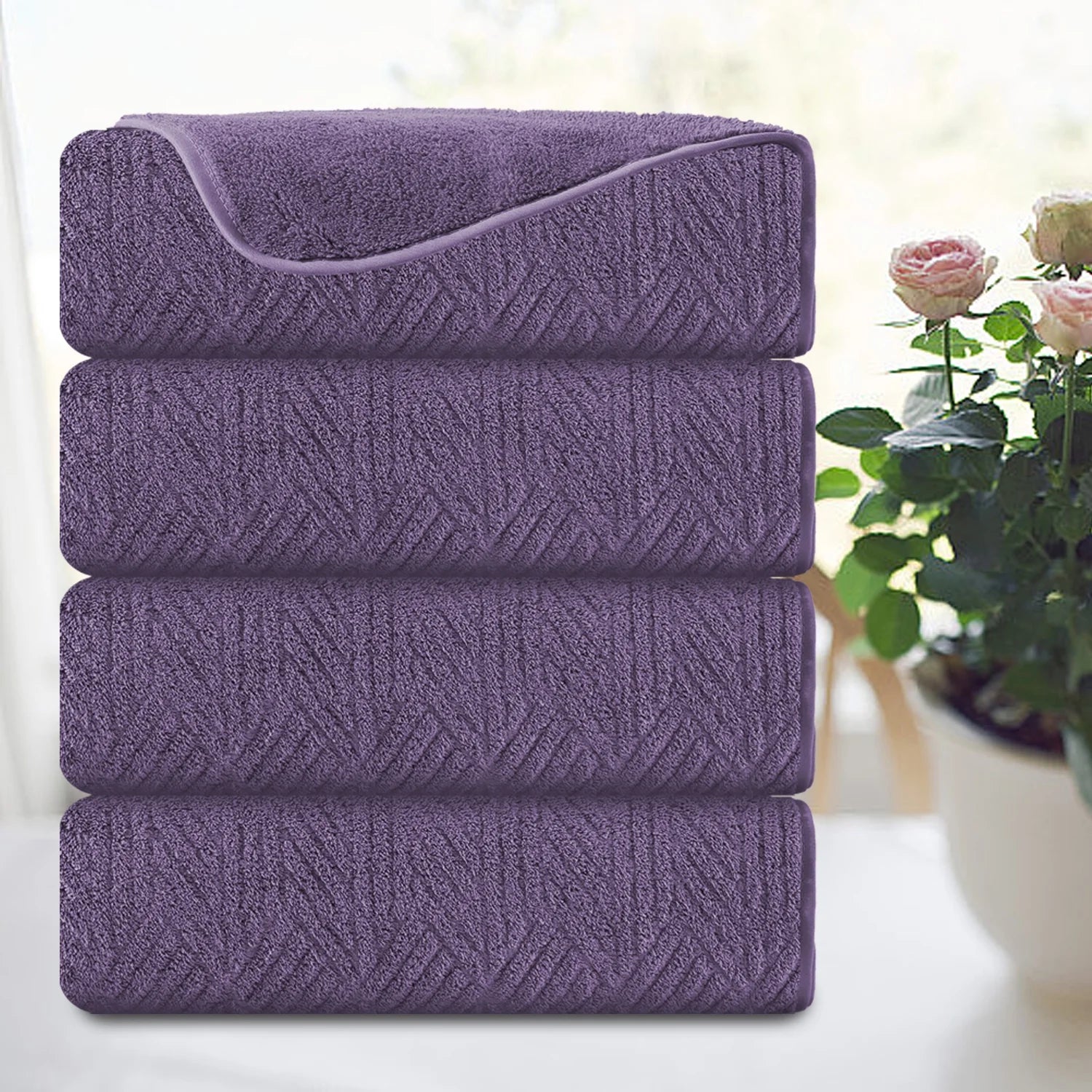 Smuge 4-Pack Oversized Bath Sheet Set 600 GSM | Ultra Soft,Cozy,Quick Dry, | For Bathroom, Kitchen, Spa