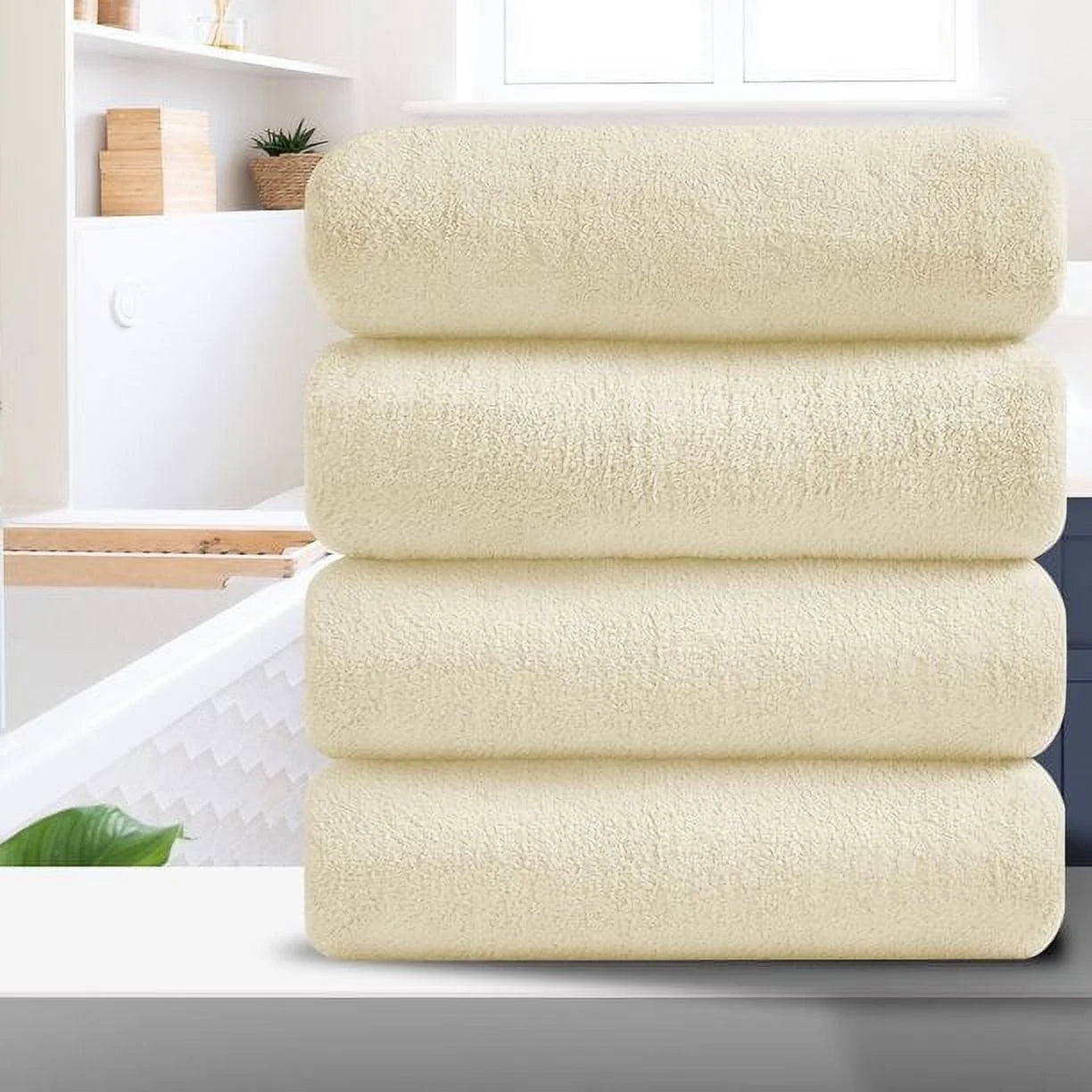 Smuge 4-Pack Oversized Bath Sheet Set 600 GSM | Ultra Soft,Cozy,Quick Dry, | For Bathroom, Kitchen, Spa